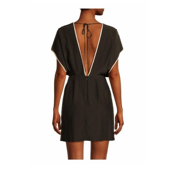 Kiki de Montparnasse $488 Silk V-Neck Mini Dress Black White Size Small - Picture 4 of 11